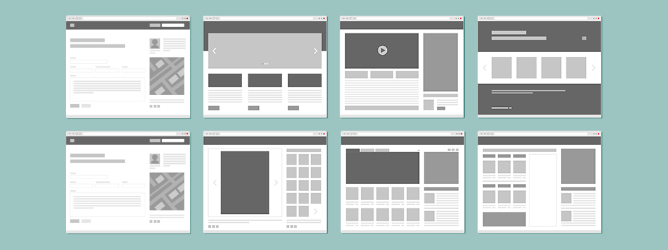 Illustration of several different website layouts.