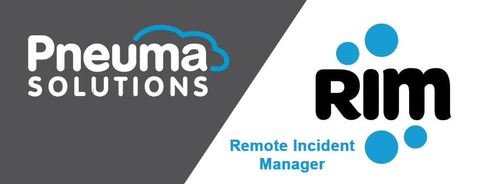 Pneuma Solutions logo to the left. Remote Incident Manager logo to the right. Remote Incident Manager by Pneuma Solutions.
