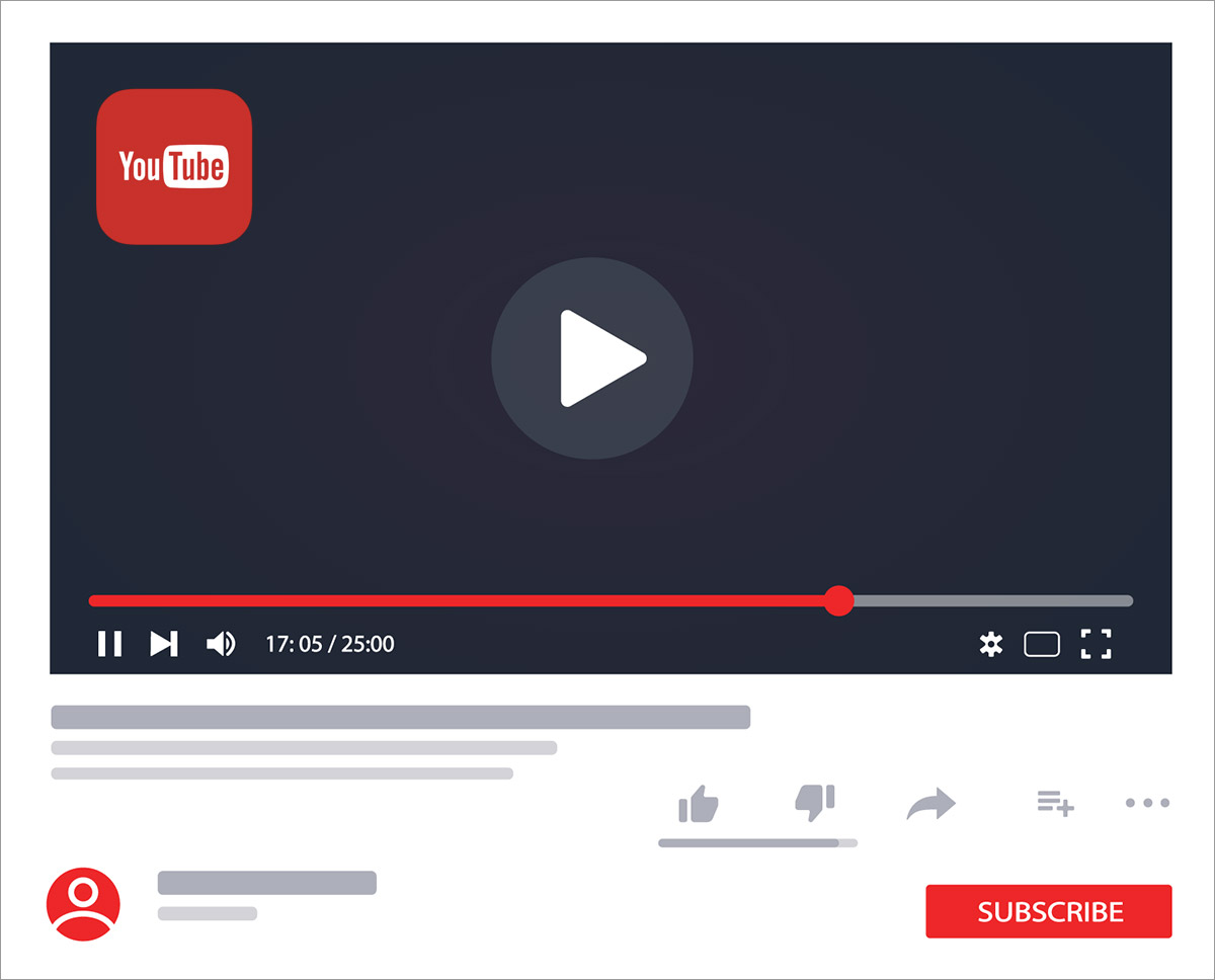 An illustration shows an empty YouTube video profile.
