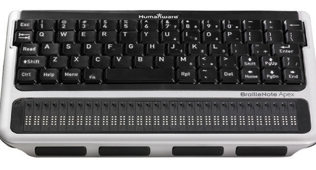 Photo of the One Gently Used Braille Note Apex 32-Cell Note Taker with QWERTY Style Keyboard for $2,695.00 USD - Flying Blind, LLC Online Store