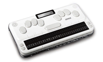 Photo of the BrailleSense Plus 32 Cell Notetaker With Braille Keyboard.