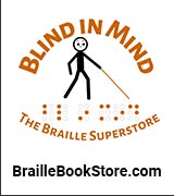 Blind in Mind, The Braille Superstore logo.