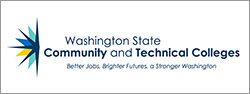 Washington State Board for Community and Technical Colleges logo. Better Jobs, Brighter Futures, a Stronger Washington.